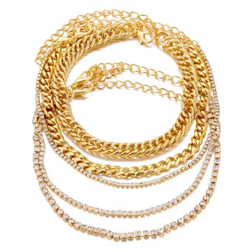 5 Pieces \ Set Fashion New Gold Silver Heart Pendant Anklet Girl Summer Beach Ankle Bracelet  Women Accessories Jewelry Gift daiiibabyyy
